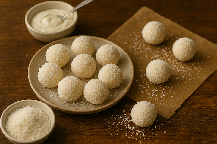 recept na nepečené kokosové guľky